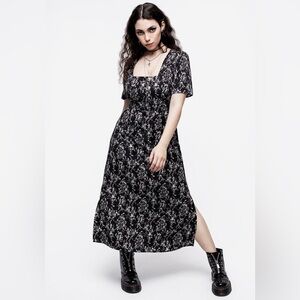 NEW Disturbia Naomi Squareneck Floral Dress Black White Size 2 US Midi Maxi NWOT